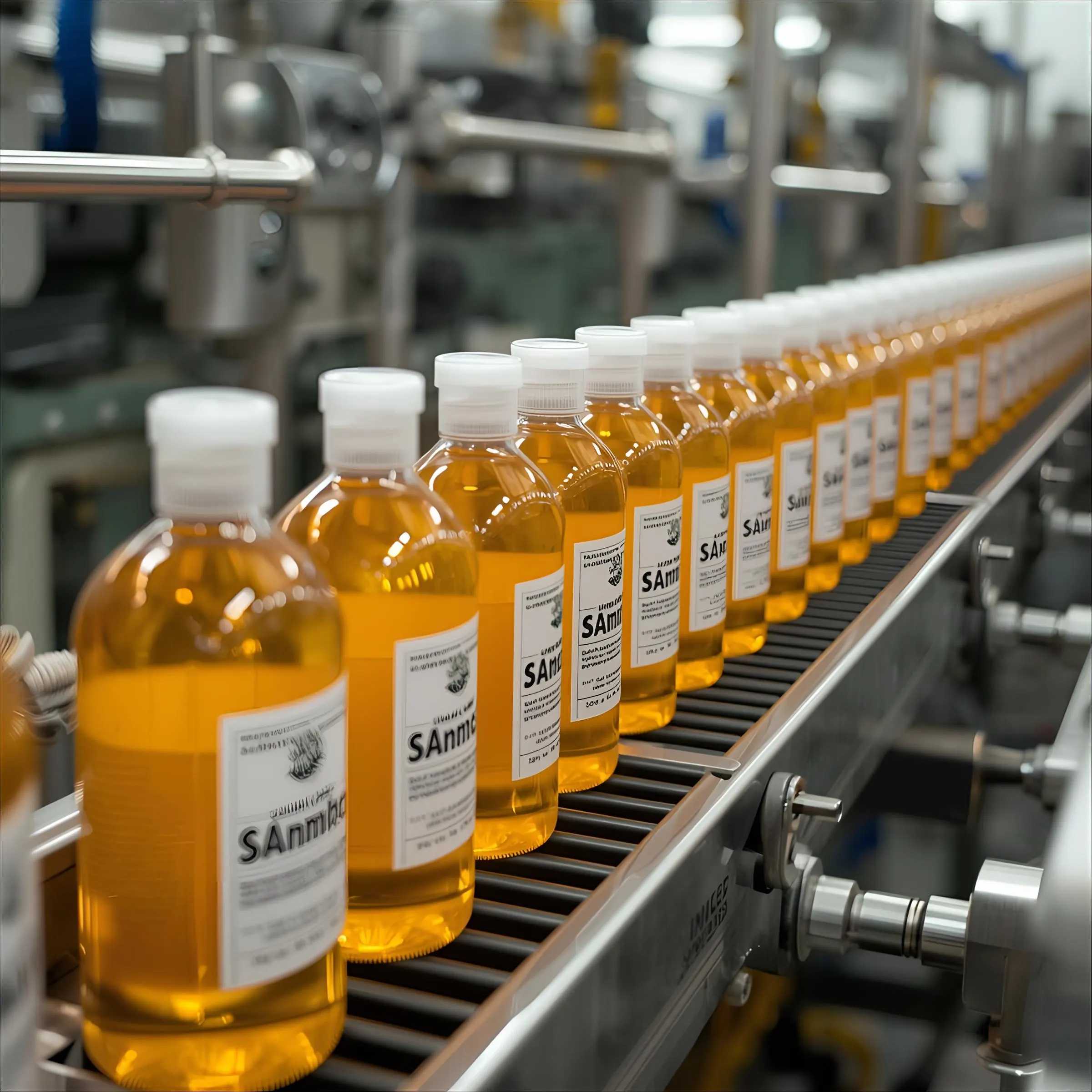 front-and-back-labelling-machine-application-shampoo in production line